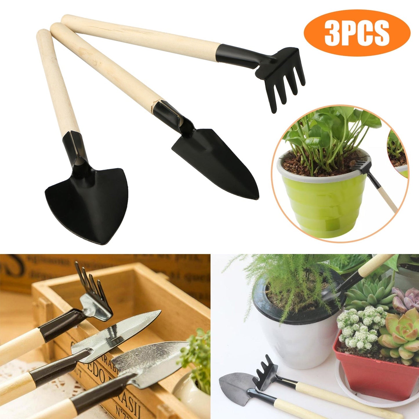 3 pcs Mini Shovel Spade Rake Garden Tool - Garden Seater