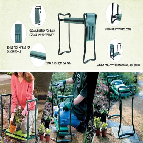 Garden Foldable Kneeler & Seater + Tools Bag - Garden Seater