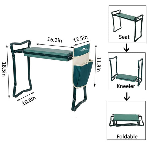 Garden Foldable Kneeler & Seater + Tools Bag - Garden Seater