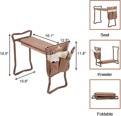 Garden Foldable Kneeler & Seater + Tools Bag - Garden Seater