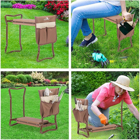 Garden Foldable Kneeler & Seater + Tools Bag - Garden Seater